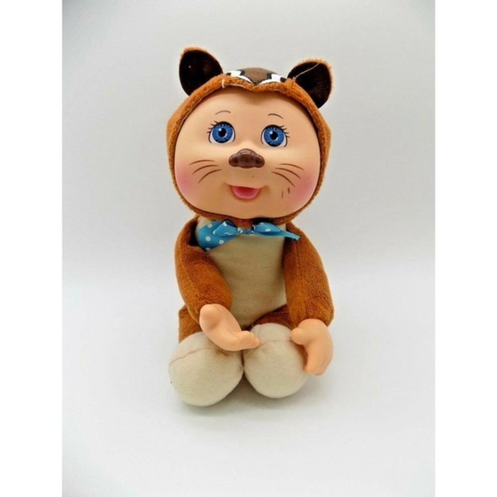 Cabbage Patch Kids Cuties Chipmunk Plush Doll Brown Blue Eyes Bow Tie Toy